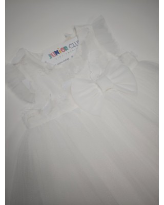 Παιδικό Φόρεμα "White Cloud" με Τούλι & Φιόγκο