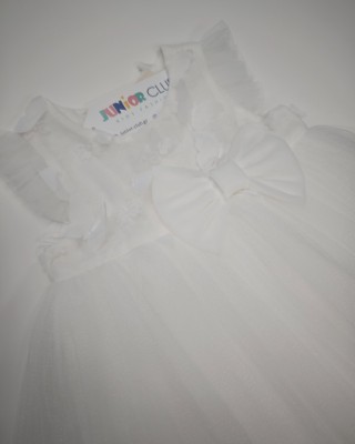 Παιδικό Φόρεμα "White Cloud" με Τούλι & Φιόγκο