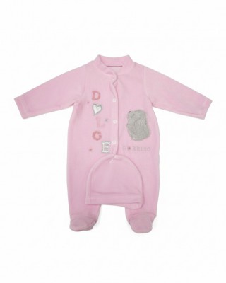 Βρεφικό Φορμάκι "Dolce Sorriso" με Σκουφάκι – Ροζ