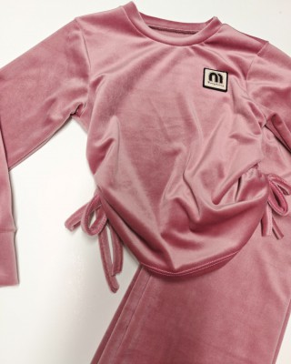 Παιδικό Σετ Φόρμας Velour – Dusty Pink