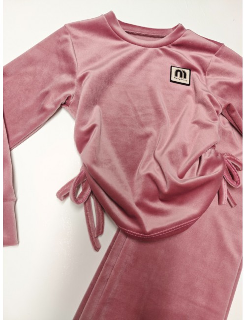 Παιδικό Σετ Φόρμας Velour – Dusty Pink