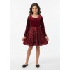 Παιδικό Βελούδινο Φόρεμα "Burgundy Shine" με Παγιέτες & Φιόγκο