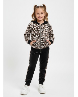 Παιδικό Σετ Φόρμας Velvet με Leopard Print