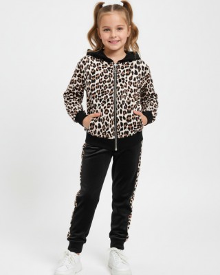 Παιδικό Σετ Φόρμας Velvet με Leopard Print