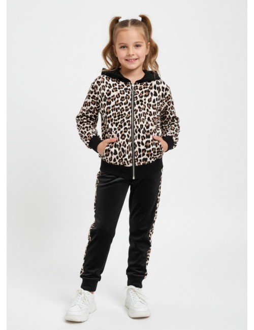 Παιδικό Σετ Φόρμας Velvet με Leopard Print