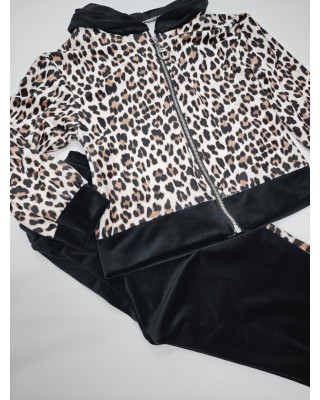 Παιδικό Σετ Φόρμας Velvet με Leopard Print