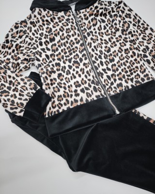 Παιδικό Σετ Φόρμας Velvet με Leopard Print