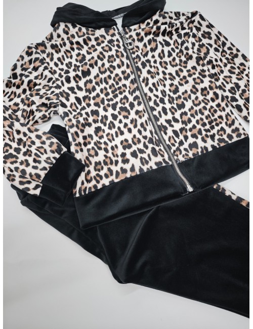 Παιδικό Σετ Φόρμας Velvet με Leopard Print