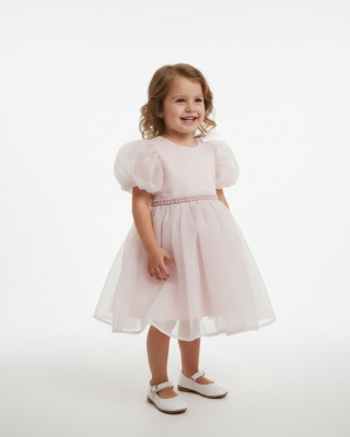 Παιδικό Φόρεμα "Nude Elegance" με Τούλι & Εντυπωσιακό Φιόγκο