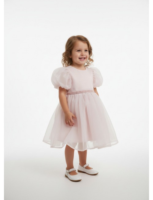 Παιδικό Φόρεμα "Nude Elegance" με Τούλι & Εντυπωσιακό Φιόγκο