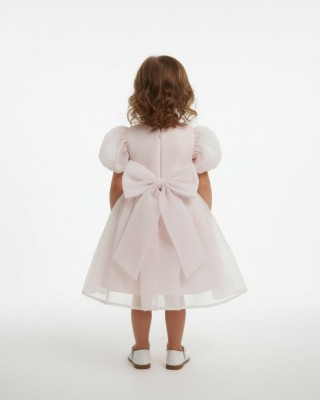Παιδικό Φόρεμα "Nude Elegance" με Τούλι & Εντυπωσιακό Φιόγκο