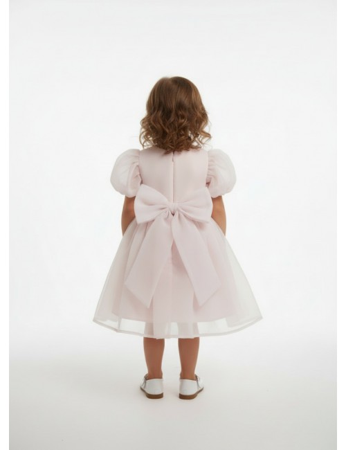 Παιδικό Φόρεμα "Nude Elegance" με Τούλι & Εντυπωσιακό Φιόγκο