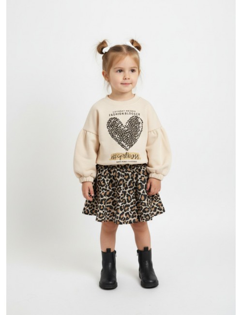 Παιδικό Σετ "Leopard Fashion Blogger" – Μπλούζα & Φούστα