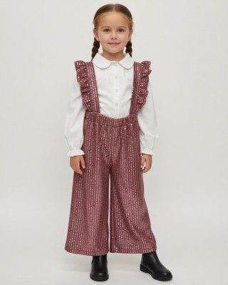 Παιδική Ολόσωμη Φόρμα "Rose Glamour" με Παγιέτες & Τιράντες