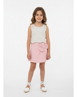 Παιδικό Σετ Δαντελένιο Τοπ & Φούστα-Σορτς (Skort)