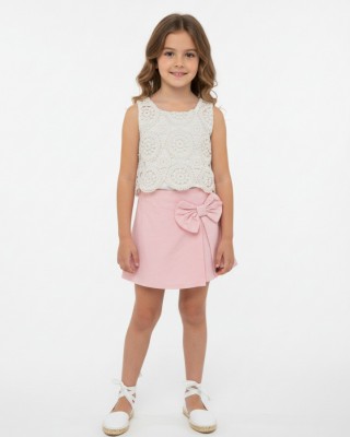 Παιδικό Σετ Δαντελένιο Τοπ & Φούστα-Σορτς (Skort)