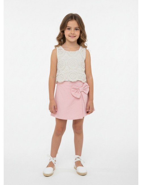 Παιδικό Σετ Δαντελένιο Τοπ & Φούστα-Σορτς (Skort)