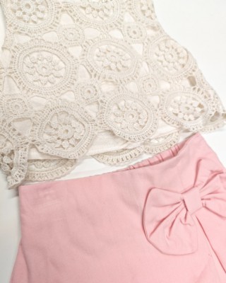 Παιδικό Σετ Δαντελένιο Τοπ & Φούστα-Σορτς (Skort)