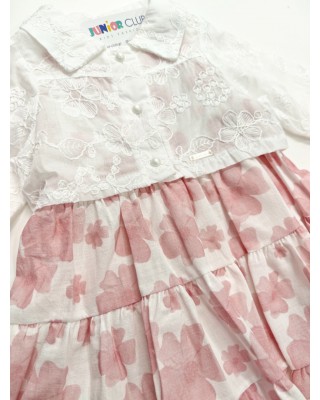 Ρομαντικό Σετ Φόρεμα Floral με Λευκό Κεντητό Μπολερό