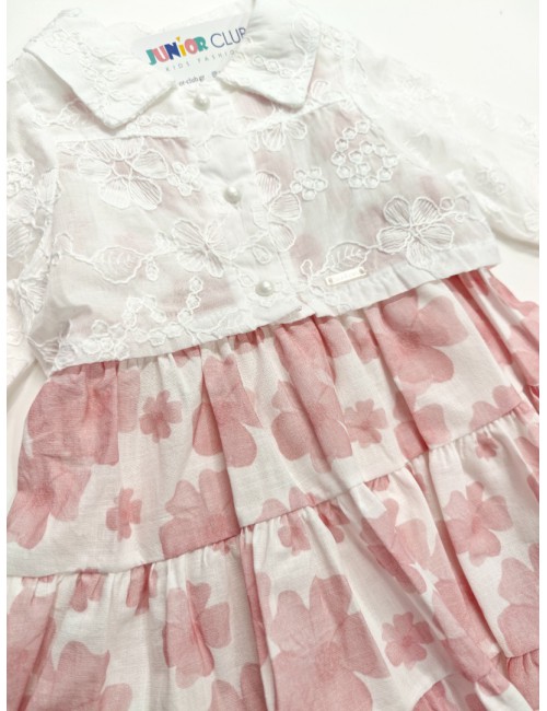 Ρομαντικό Σετ Φόρεμα Floral με Λευκό Κεντητό Μπολερό