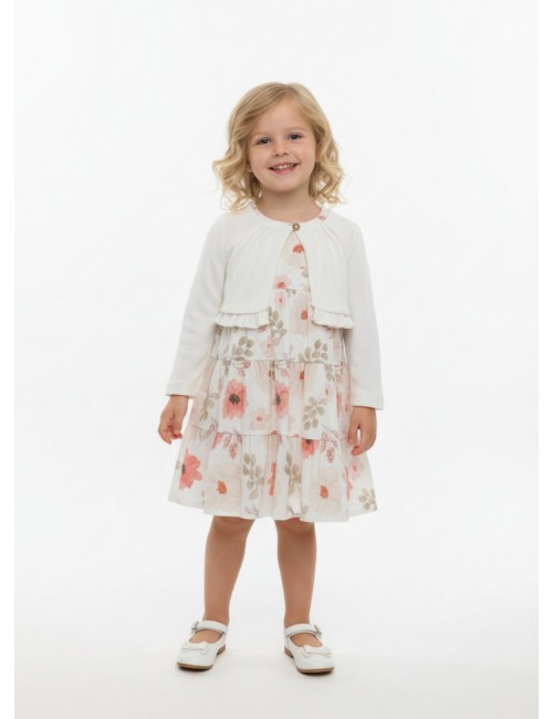 Παιδικό Φλόραλ Φόρεμα με Πλεκτή Ζακέτα (Σετ 2 Τεμαχίων)