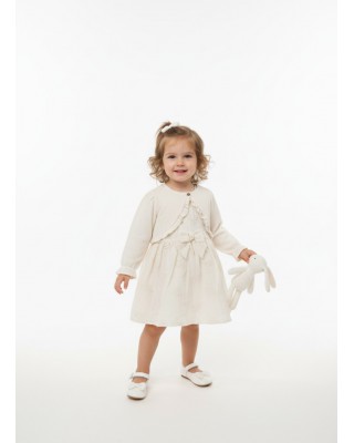Βρεφικό Σετ Φόρεμα & Μπολερό "Pure Elegance" - Off White