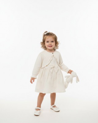 Βρεφικό Σετ Φόρεμα & Μπολερό "Pure Elegance" - Off White