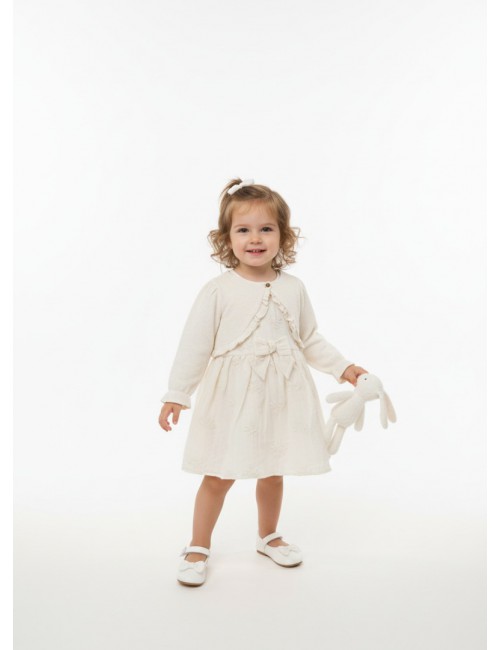 Βρεφικό Σετ Φόρεμα & Μπολερό "Pure Elegance" - Off White