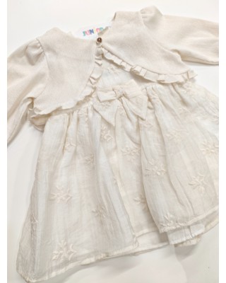 Βρεφικό Σετ Φόρεμα & Μπολερό "Pure Elegance" - Off White