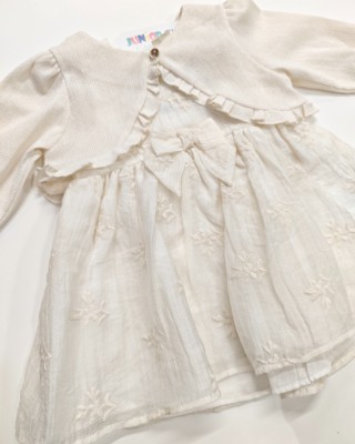 Βρεφικό Σετ Φόρεμα & Μπολερό "Pure Elegance" - Off White