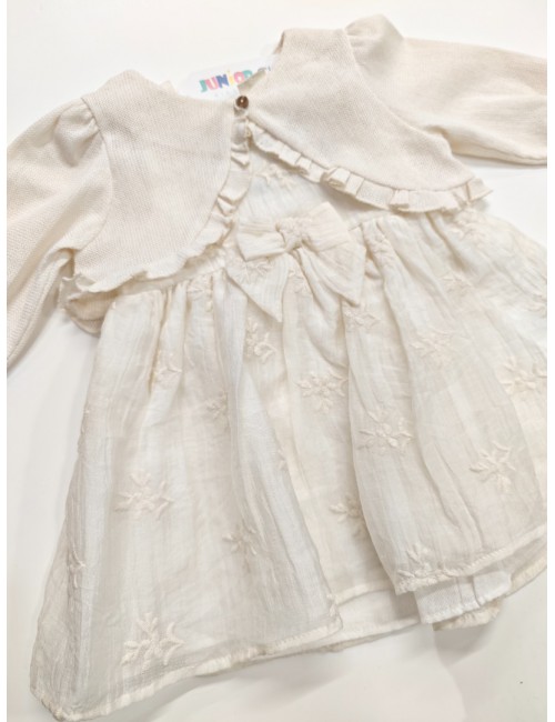 Βρεφικό Σετ Φόρεμα & Μπολερό "Pure Elegance" - Off White