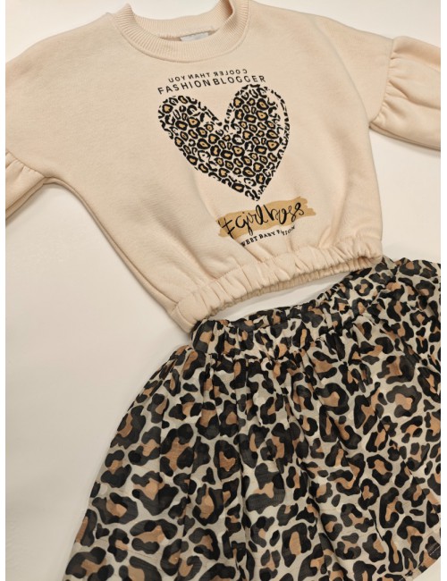 Παιδικό Σετ "Leopard Fashion Blogger" – Μπλούζα & Φούστα
