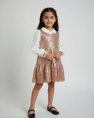 Φόρεμα με Ροζ-Χρυσές Παγιέτες & Λευκό Πουκάμισο