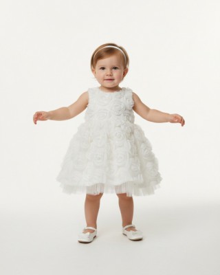 Βρεφικό Φόρεμα "Rosette Dream" - Εκρού 