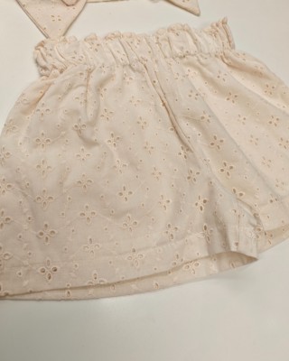 Παιδικό Σετ Σορτς & Crop Top με Μεγάλο Φιόγκο - Broderie Anglaise (Εκρού)