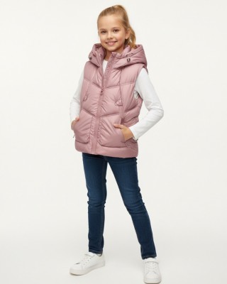 Παιδικό Αμάνικο Μπουφάν (Gilet) με Κουκούλα - Σάπιο Μήλο