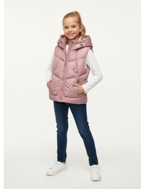 Παιδικό Αμάνικο Μπουφάν (Gilet) με Κουκούλα - Σάπιο Μήλο