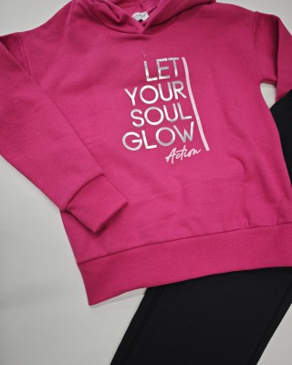 Παιδικό Σετ Φόρμας "Let Your Soul Glow" – Φούξια/Μαύρο
