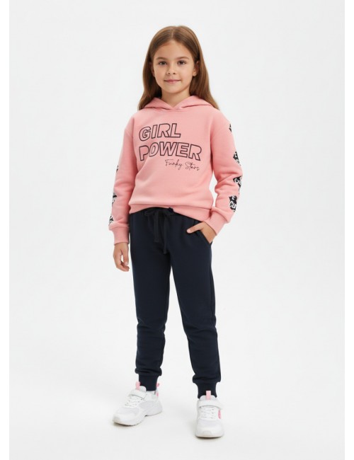 Παιδικό Σετ Φόρμας "Girl Power" - Σομόν/Σκούρο Μπλε