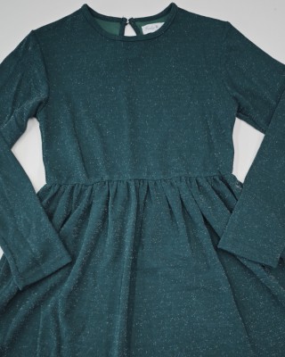 Παιδικό Φόρεμα με Glitter & Τσαντάκι Καρδιά - Σμαραγδί