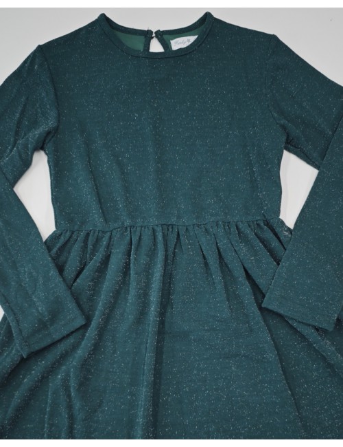 Παιδικό Φόρεμα με Glitter & Τσαντάκι Καρδιά - Σμαραγδί