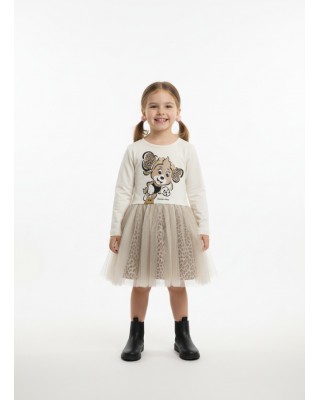 Παιδικό Φόρεμα με Τούλι και Animal Print Λεπτομέρειες