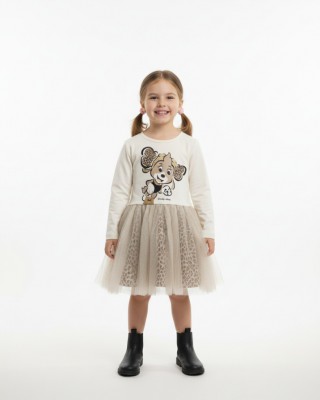 Παιδικό Φόρεμα με Τούλι και Animal Print Λεπτομέρειες