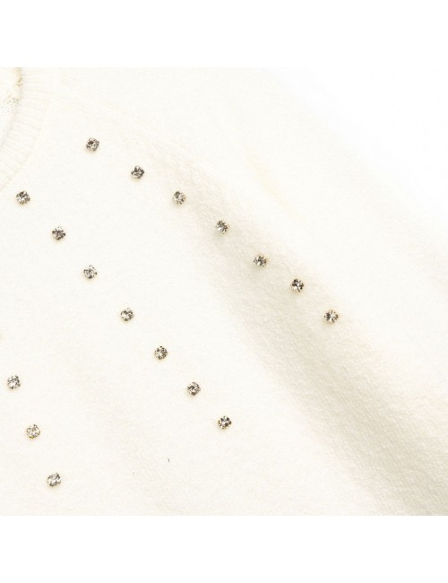 Παιδικό Πλεκτό Πουλόβερ με Strass - Εκρού