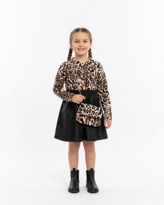 Παιδικό Φόρεμα με Animal Print & Τσάντα