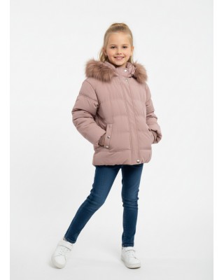 Παιδικό Χειμωνιάτικο Μπουφάν Puffer με Κουκούλα & Γούνα - Σάπιο Μήλο